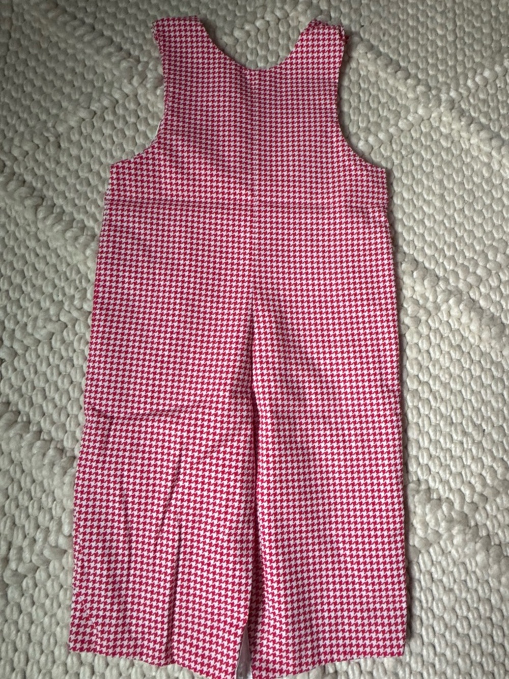 Red Houndstooth Smocked Farmyard Toddler Coveralls - Picture 2 of 4